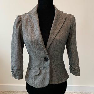 Black and Gray Tweed Cropped Blazer